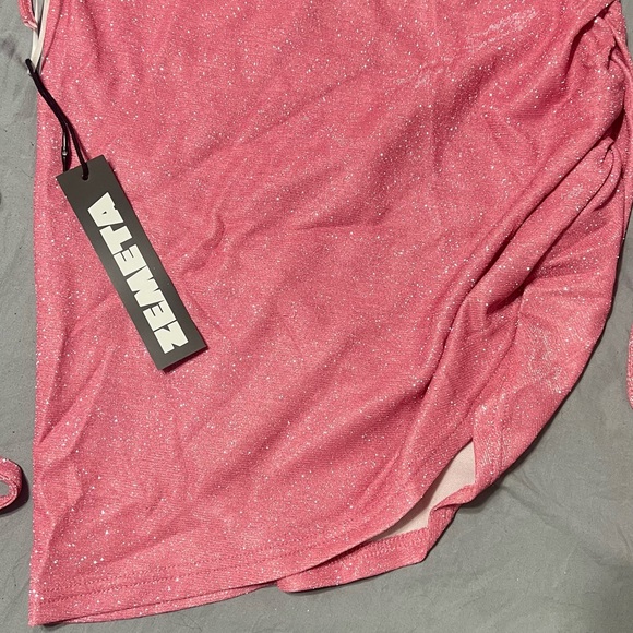 Dolls kill size small two piece pink glitter set. - Picture 2 of 2